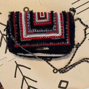 Zara woman beautiful multicolored beaded cross body bag.